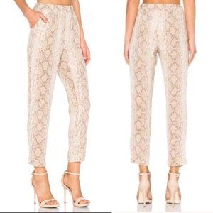 Equipment Femme Beige Tan Snakeskin Print 100% Silk Pull On Pockets Pants Sz. M